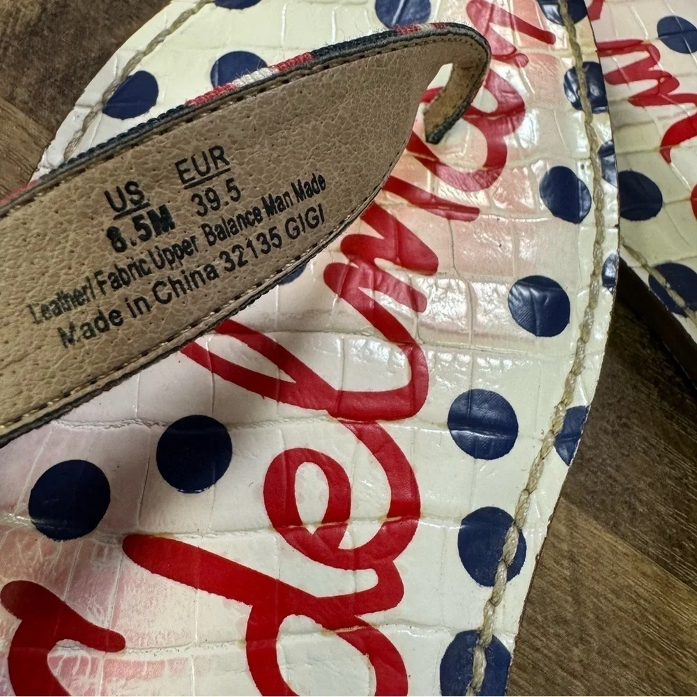 Sam Edelman Gigi Thong Sandals Beach Nautical Polka Dot Strappy Size 8.5